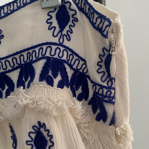 RAGA White and Blue Embroidered Mini Skirt - Picture 2 of 10